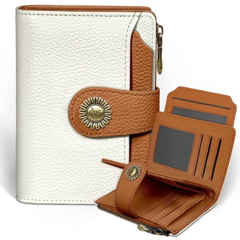 Elegant White and Tan Leather Wallet